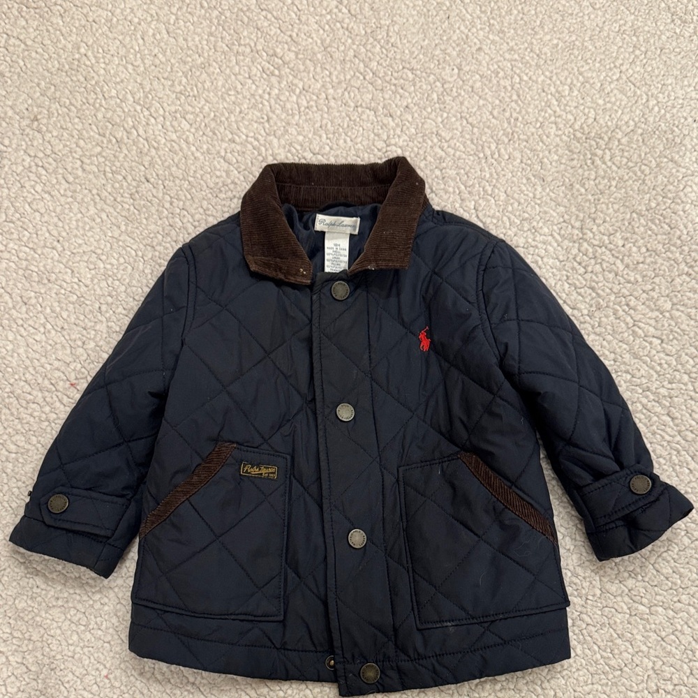 Ralph Lauren Kids Quilted Jacket in Navy and Brown